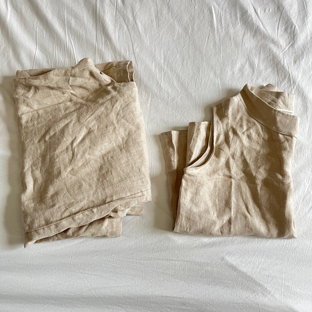 NWOT Elieen Fisher 100% Organic Linen Two Piece, top and pant - Picture 2 of 12